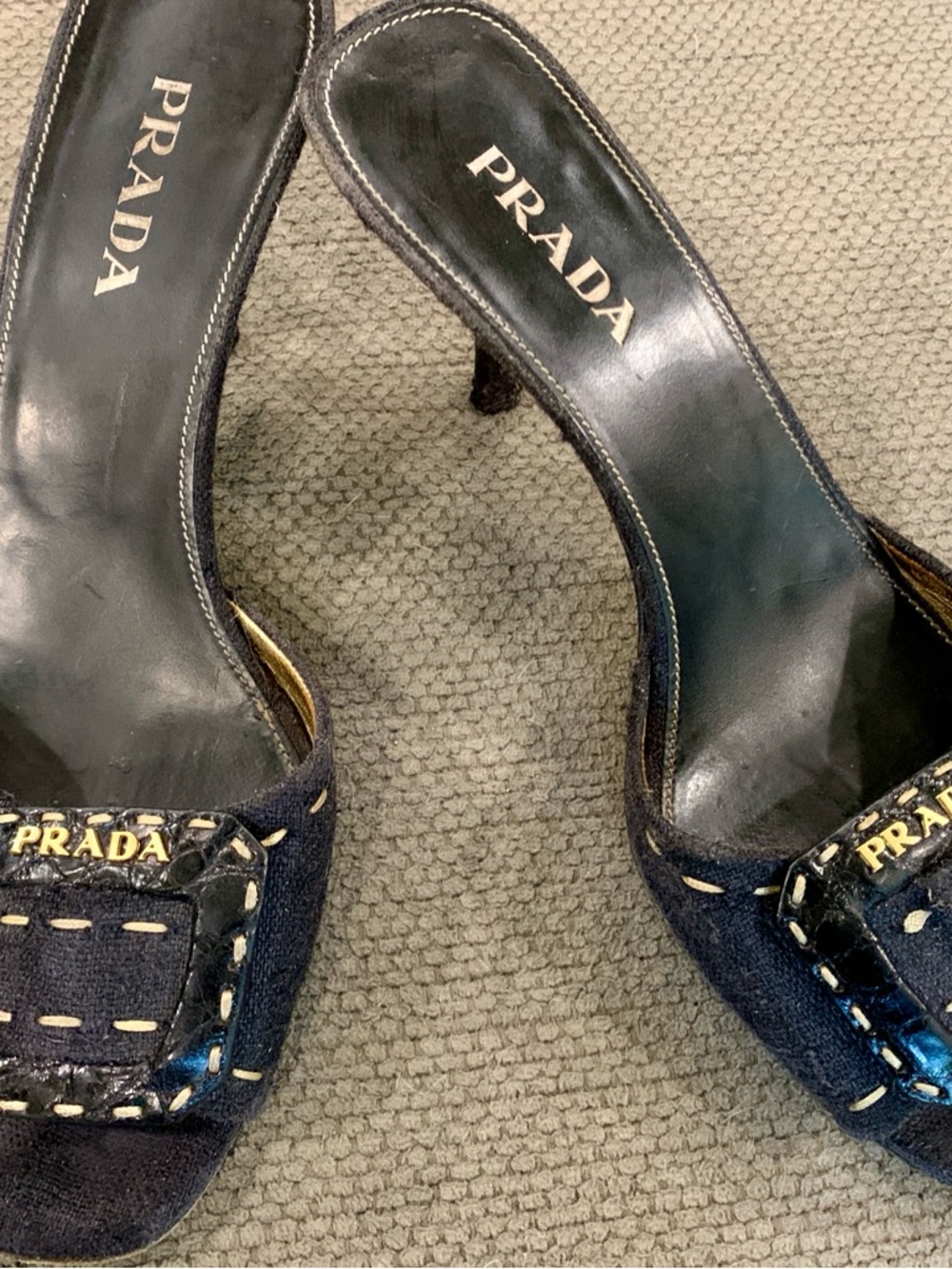 Prada Black Kitten Heel Mules Size 8 — Heel Repair Needed